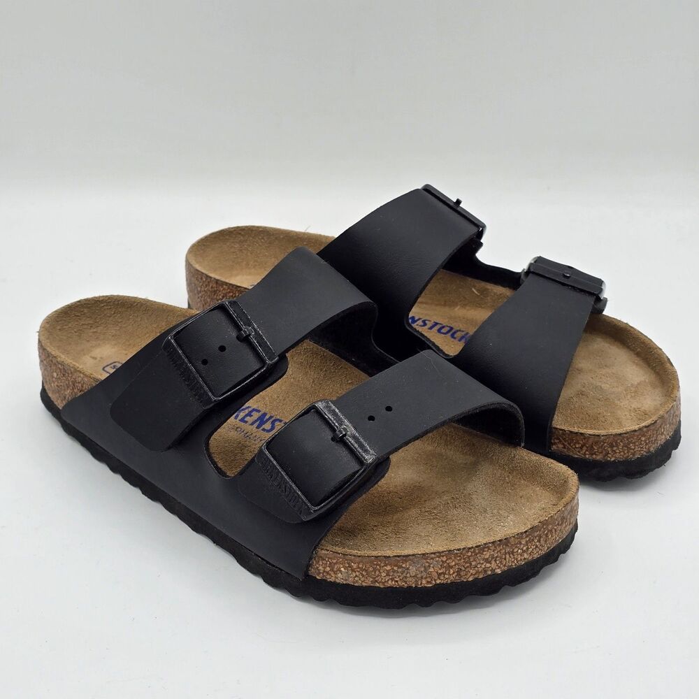 Birkenstock Arizona Sandals Unisex Black Birko-Flor Regular Fit Size 37 L6 M4 - Picture 2 of 7